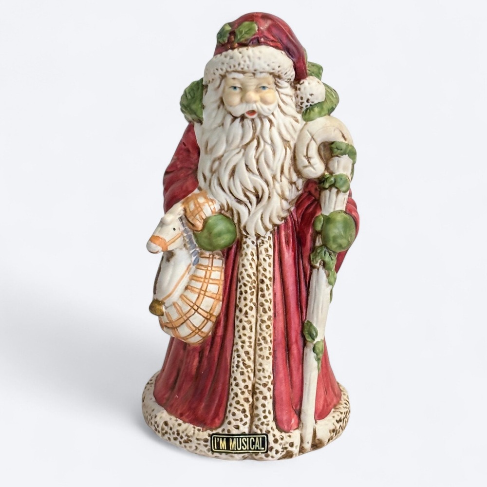 VTG 80s Santa Music Box 'Coming to Town' Ceramic Figurine Silvestri with Box - Picture 3 of 9